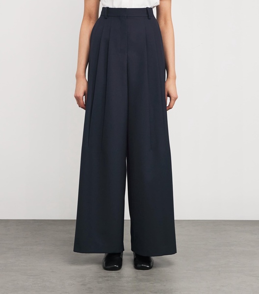 Wool-Blend Pleated Trousers