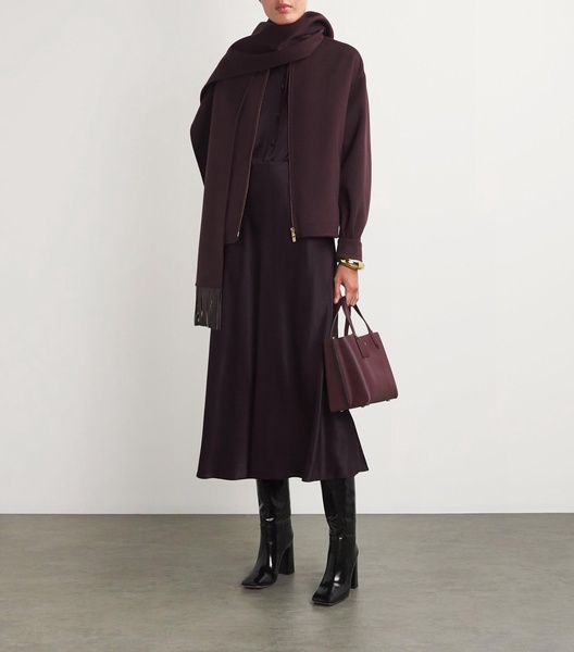 Cashmere Scarf-Neck Bomber Jacket
