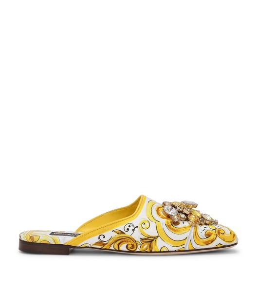 Crystal-Embellished Majolica Mules