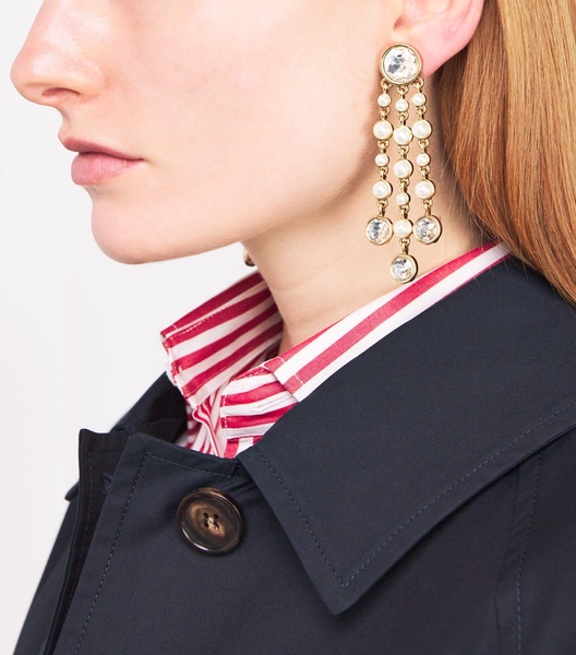 Pearl and Rhinestone Chandelier Earrings