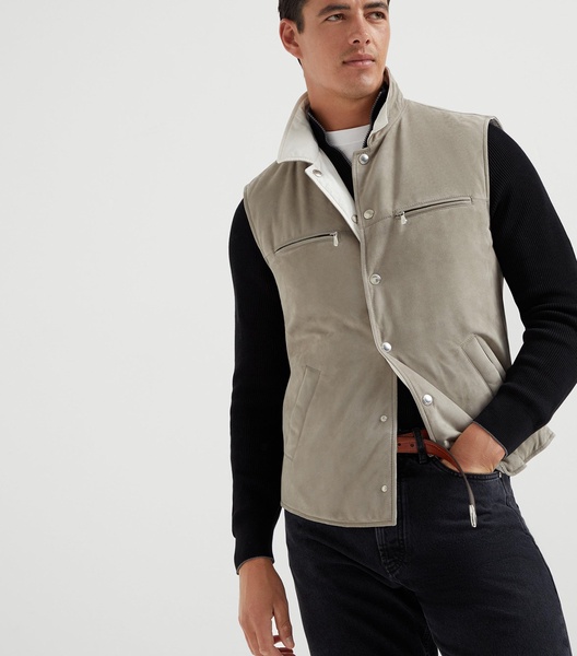 Leather Reversible Padded Gilet