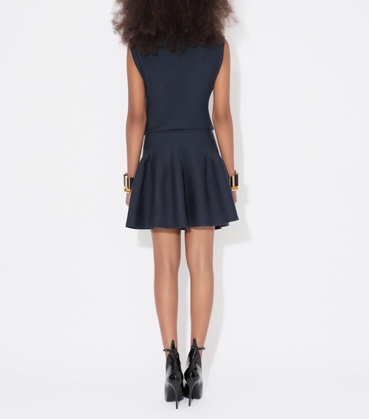 Wool Dropped-Waist Mini Dress