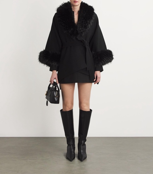 Faux Fur-Trim Joanna Cardigan