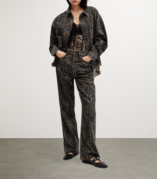 Organic Cotton-Blend Leopard Print Jeans