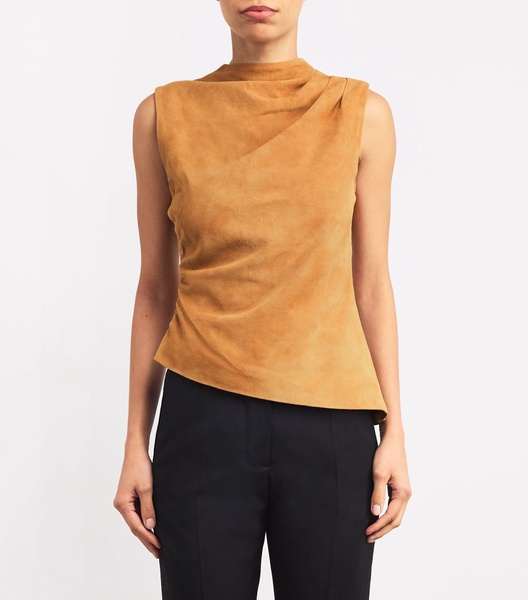 Lambskin Suede Ruched Top