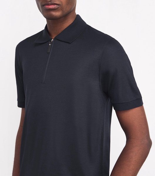 Virgin Wool Zipped Polo Shirt