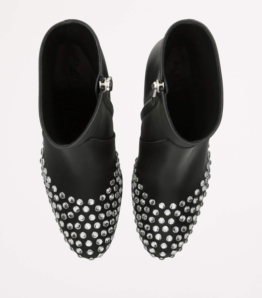 Leather Strass Heeled Boots 60