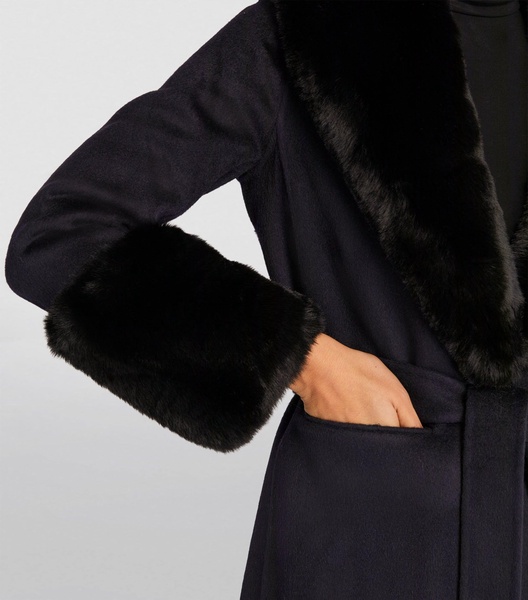 Faux Fur-Trim Coat