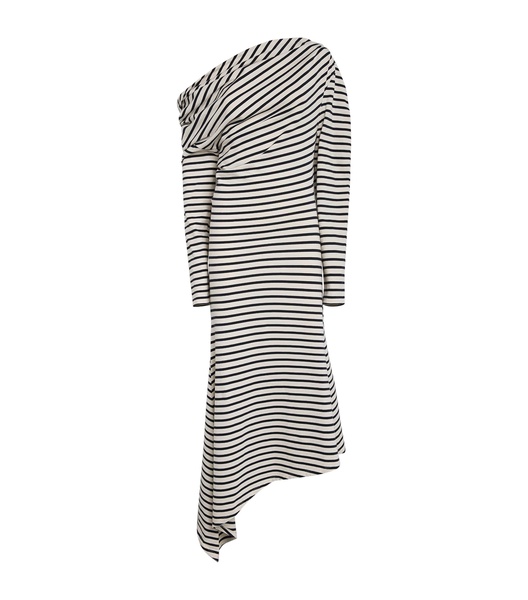 Off-The-Shoulder Striped Asymmetric Dress