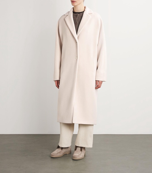 Alpaca-Blend Button-Up Coat