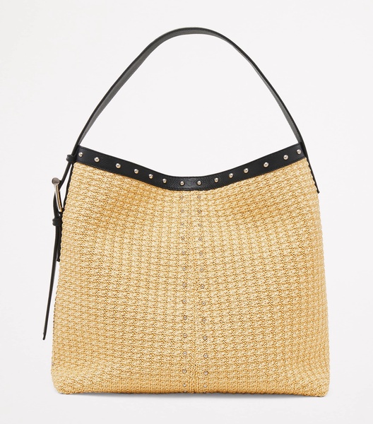 Woven T-Bar Sling Bucket Bag