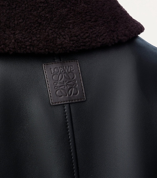 Leather Shearling-Collared Jacket