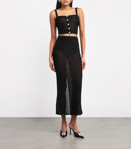 Knitted Sequin Crop Top