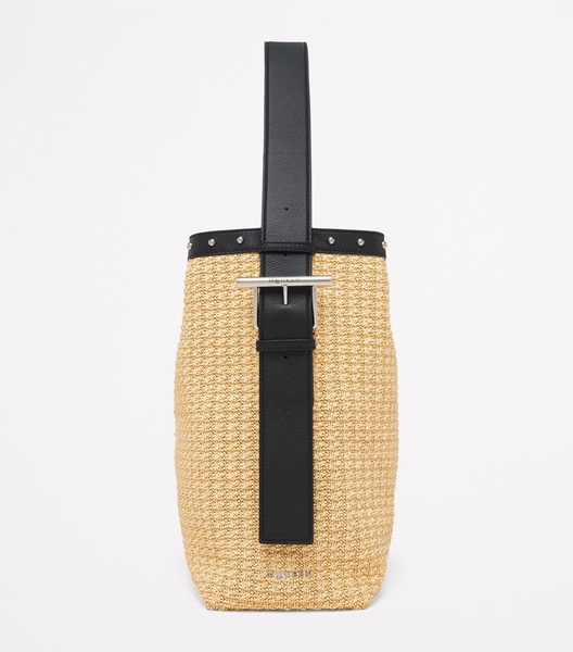 Woven T-Bar Sling Bucket Bag