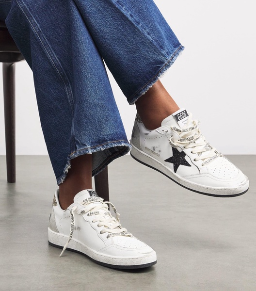 Leather-Glitter Ball Star Sneakers
