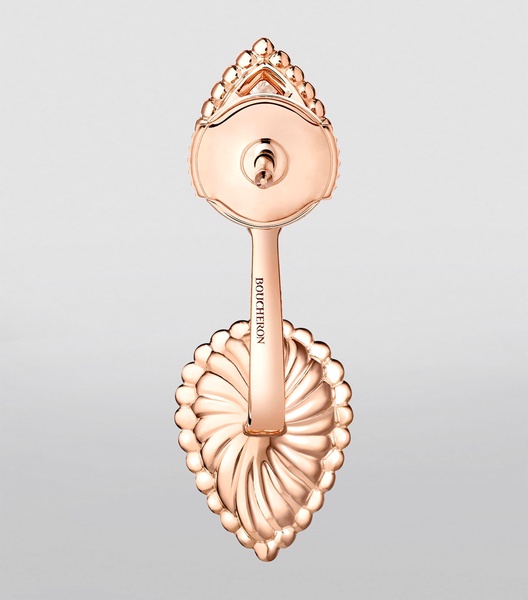 Rose Gold, Diamond and Pink Quartz Serpent Bohème Single Earring