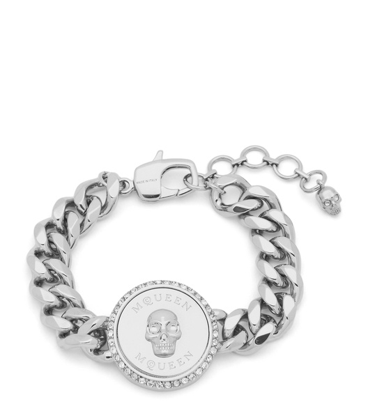 Palladium-Plated Sovereign Skull Chain Bracelet