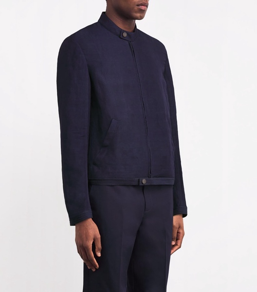 Linen-Blend Bomber Jacket