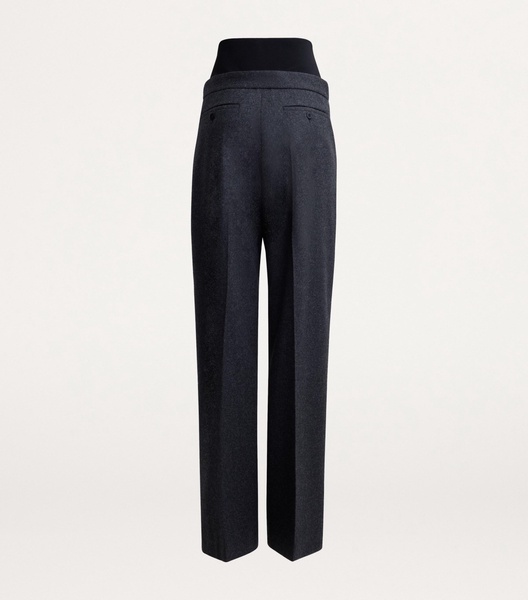 Merino Wool Knitted-Band Trousers