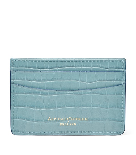 Croc-Embossed Leather Card Holder