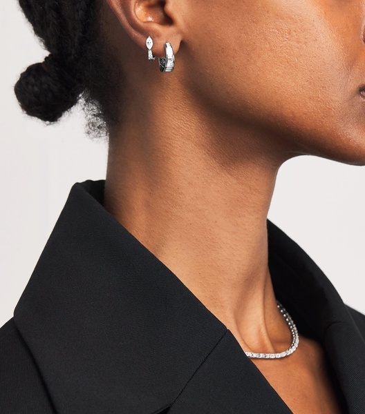 White Gold and Diamond Meryl Huggie Earrings