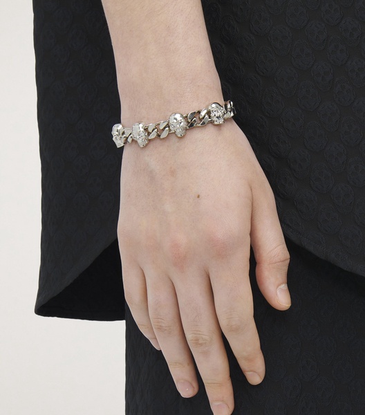 Palladium-Plated Skull Chain Bracelet