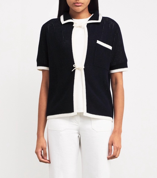 Wool-Cashmere Bow-Front Cardigan