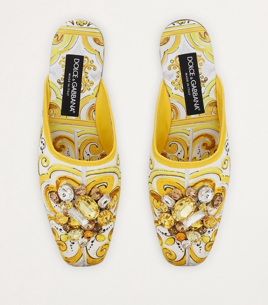 Crystal-Embellished Majolica Mules