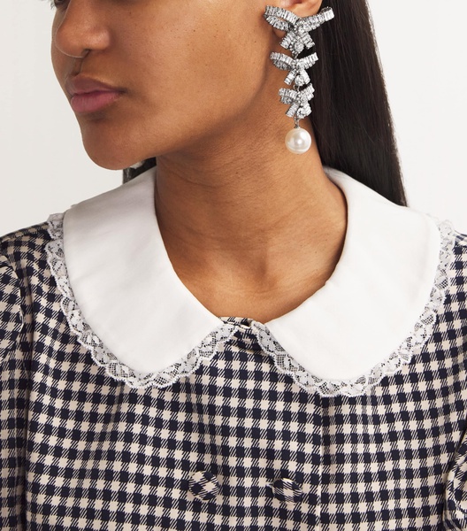 Crystal-Embellished Bow Clip-On Earrings