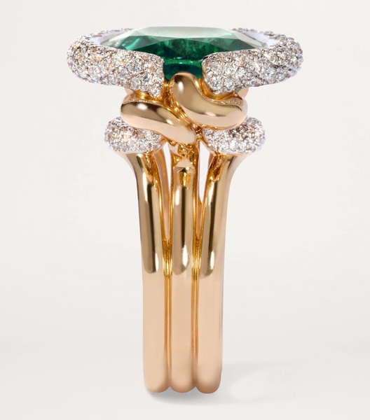 Yellow Gold, Diamond and Tourmaline Cocktail Ring (Size N)