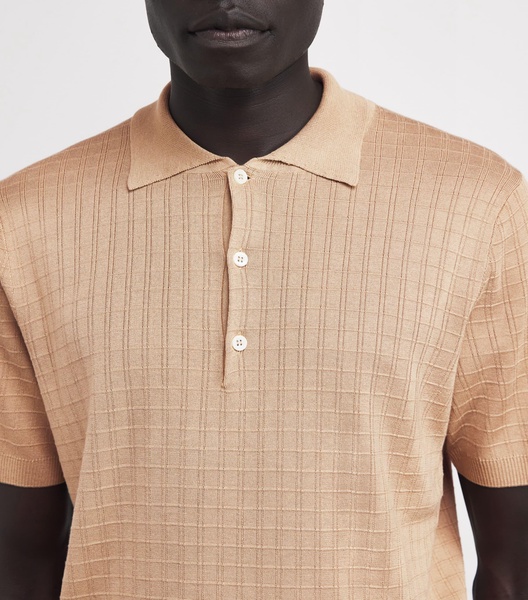 Silk-Cotton Textured Polo Shirt