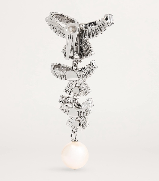 Crystal-Embellished Bow Clip-On Earrings