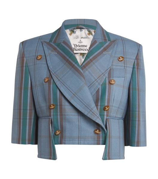 Cotton-Linen Check Cut Off Jacket