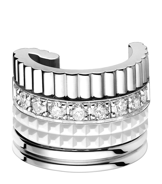 White Gold and Diamond Quatre Double White Edition Single Clip Earring