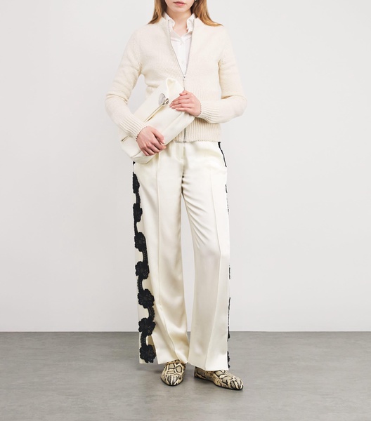Lace-Trim Wide-Leg Trousers