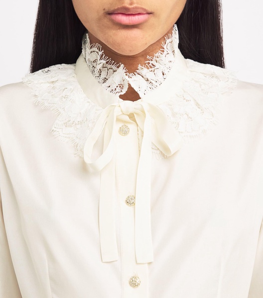 Silk Lace-Trim Blouse