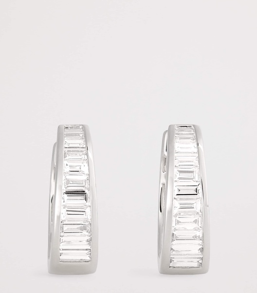 White Gold and Diamond Meryl Huggie Earrings