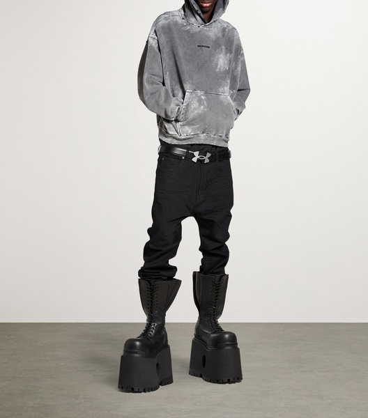 Cotton Distressed Logo Hoodie