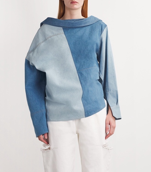 Denim Off-The-Shoulder Shirt