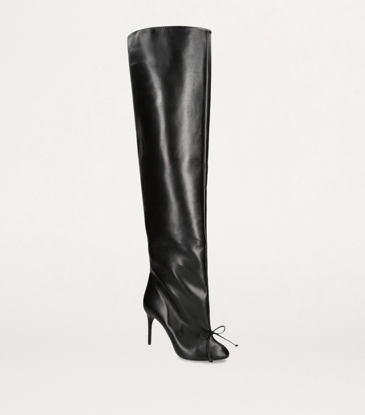 Leather Bow Over-The-Knee Boots 90