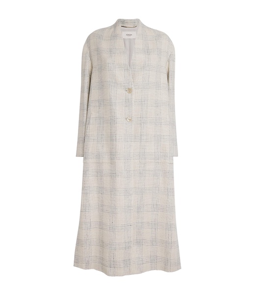 Silk-Linen-Blend Check Coat