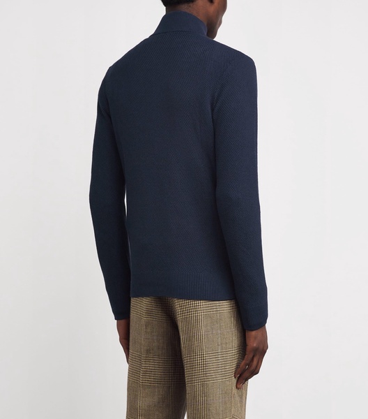 Silk-Cotton Knit Quarter-Zip Sweater