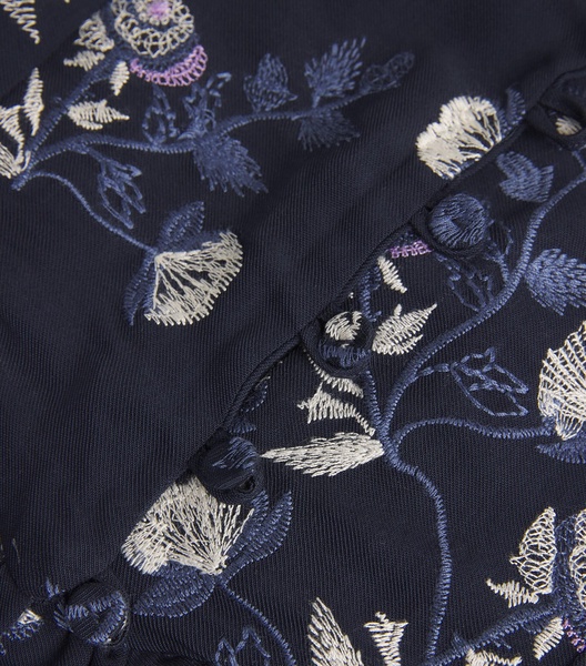 Floral-Embroidered Crop Top