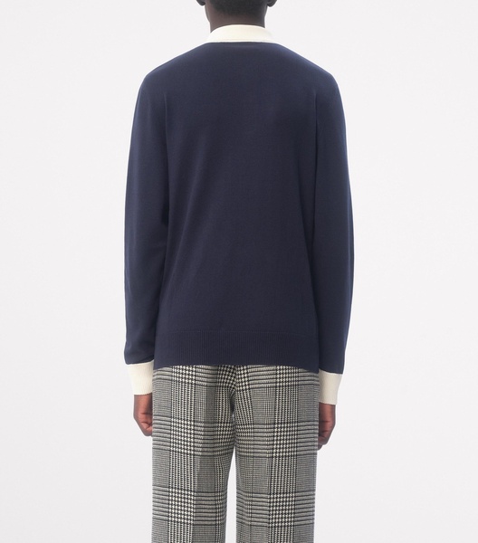 Cotton VLogo-Button Polo Sweater