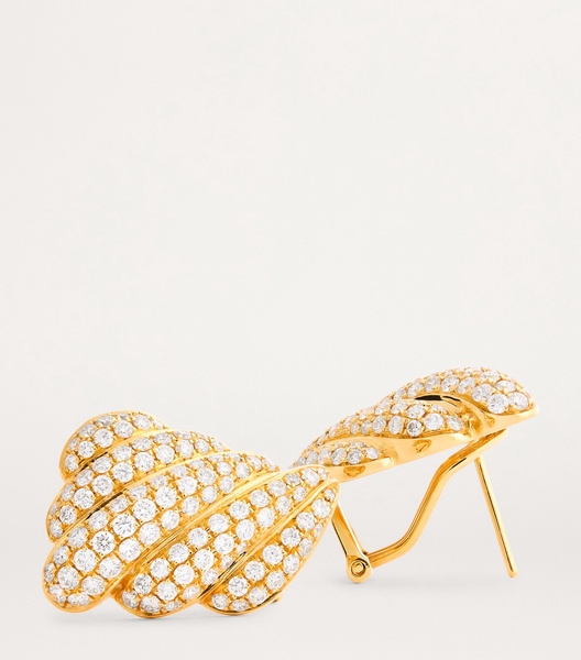 Yellow Gold and Diamond Croissant Earrings