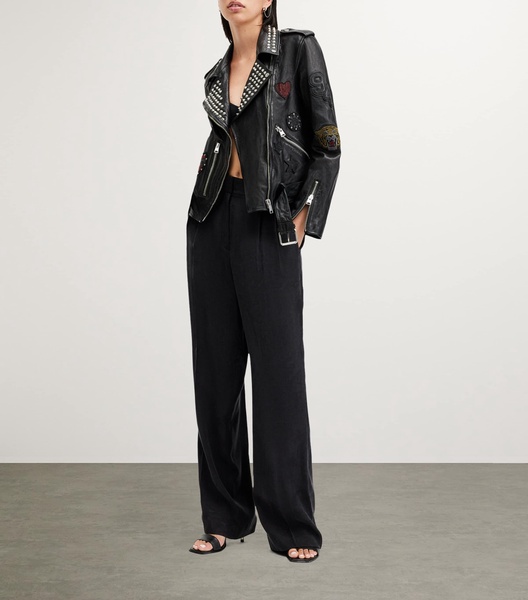 Leather College Biker Jacket