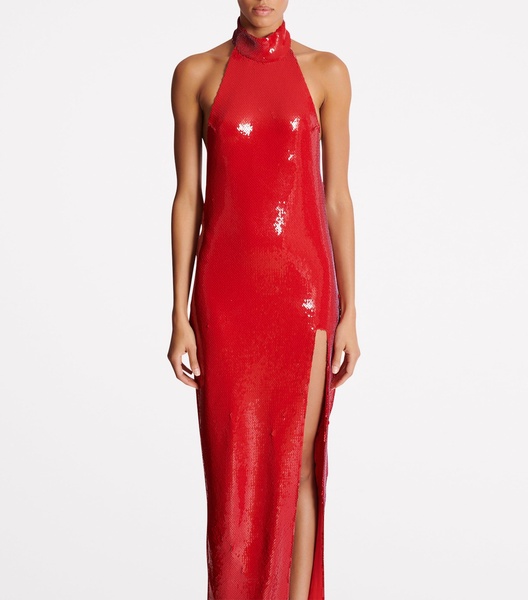 Sequinned Halterneck Maxi Dress