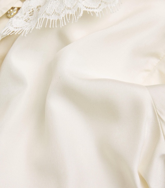 Silk Lace-Trim Blouse