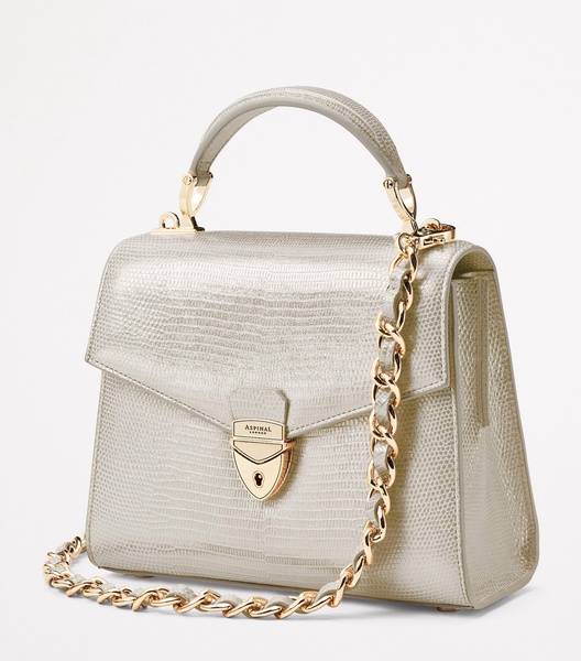 Metallic Lizard-Effect Midi Mayfair 2 Bag