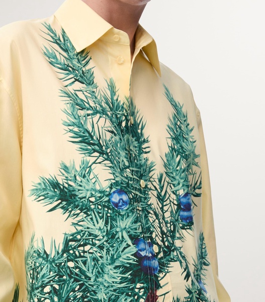 Cotton-Silk Juniper Branch Shirt